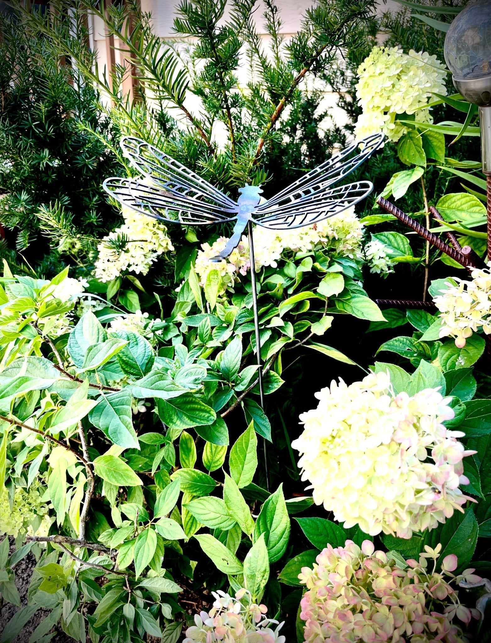 Flame Painted Steel Dragonfly Yard Stake