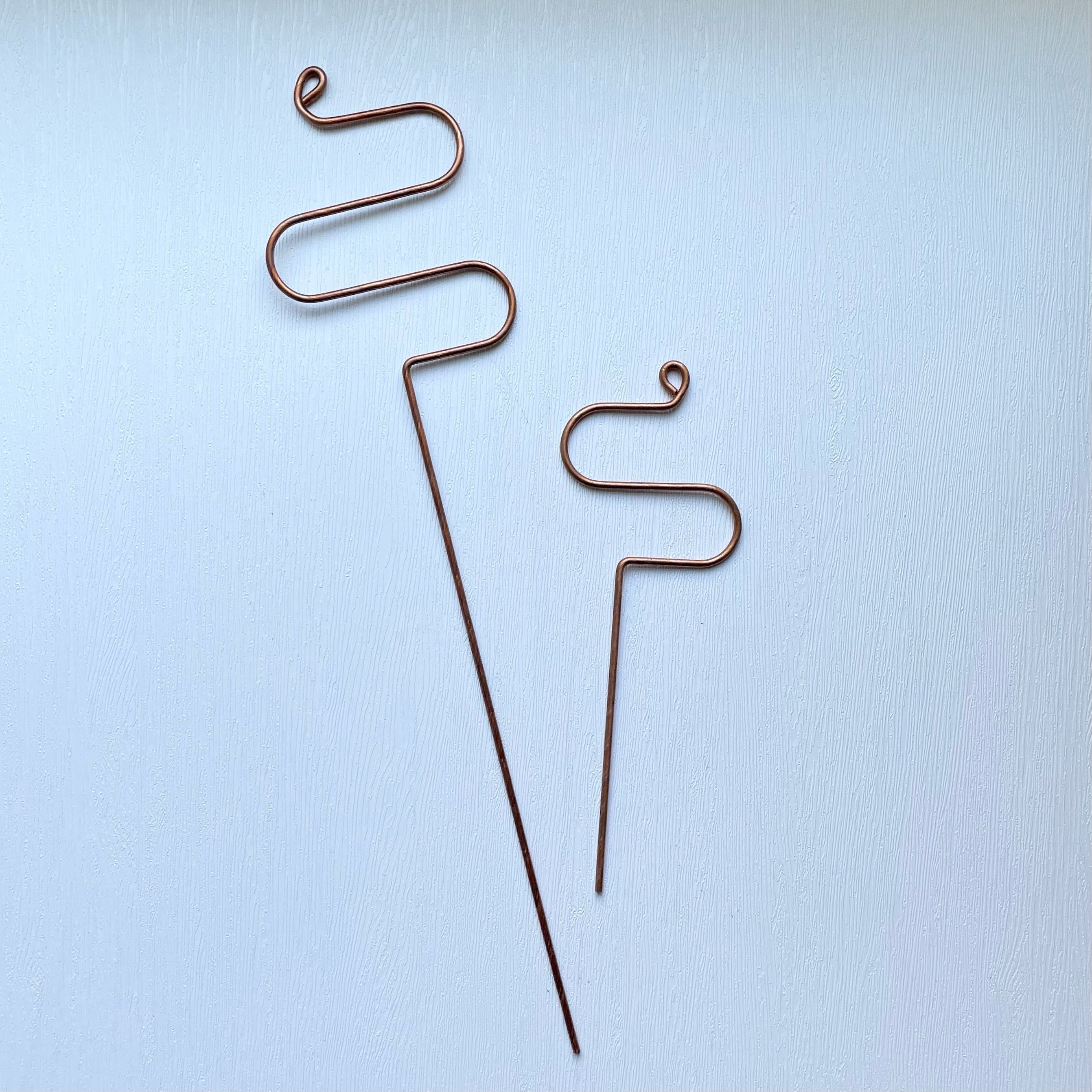 Copper Hairpin Curve Plant Stick, 2 Lengths Available
