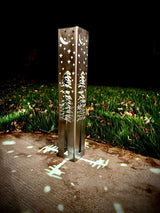 Night Sky Pine Tree Solar Luminary Tube Light - Steel