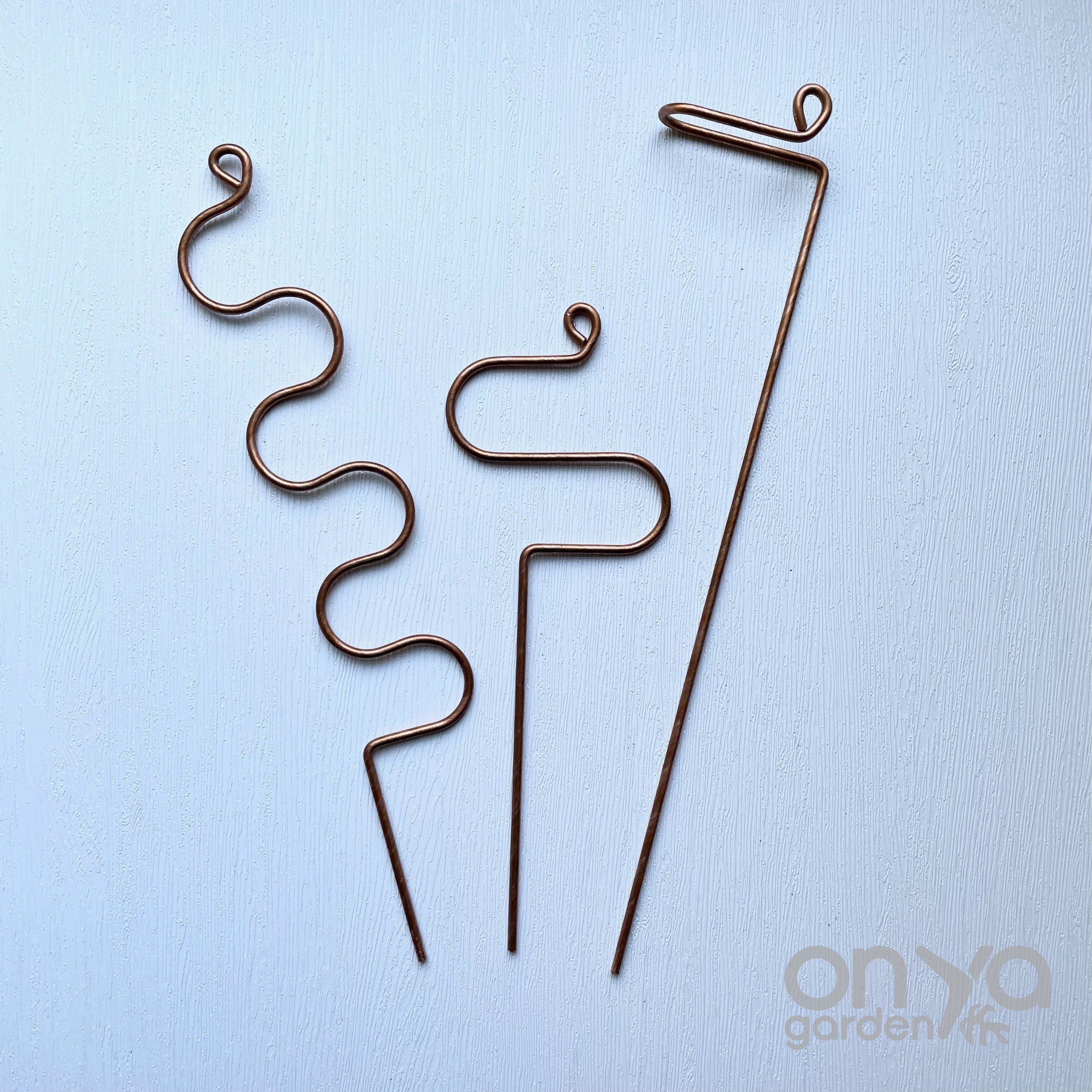 Copper Modern Plant Sticks Set of 3, Minimal Plant Stakes