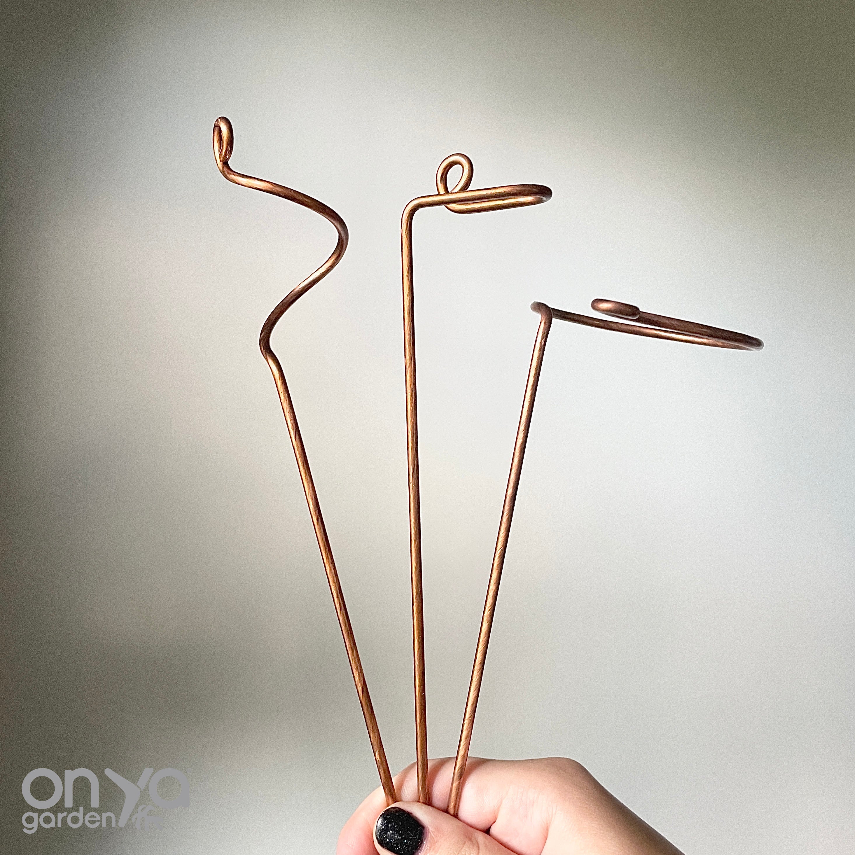 Copper Mini Stem Supports Plant Sticks, Set of 3