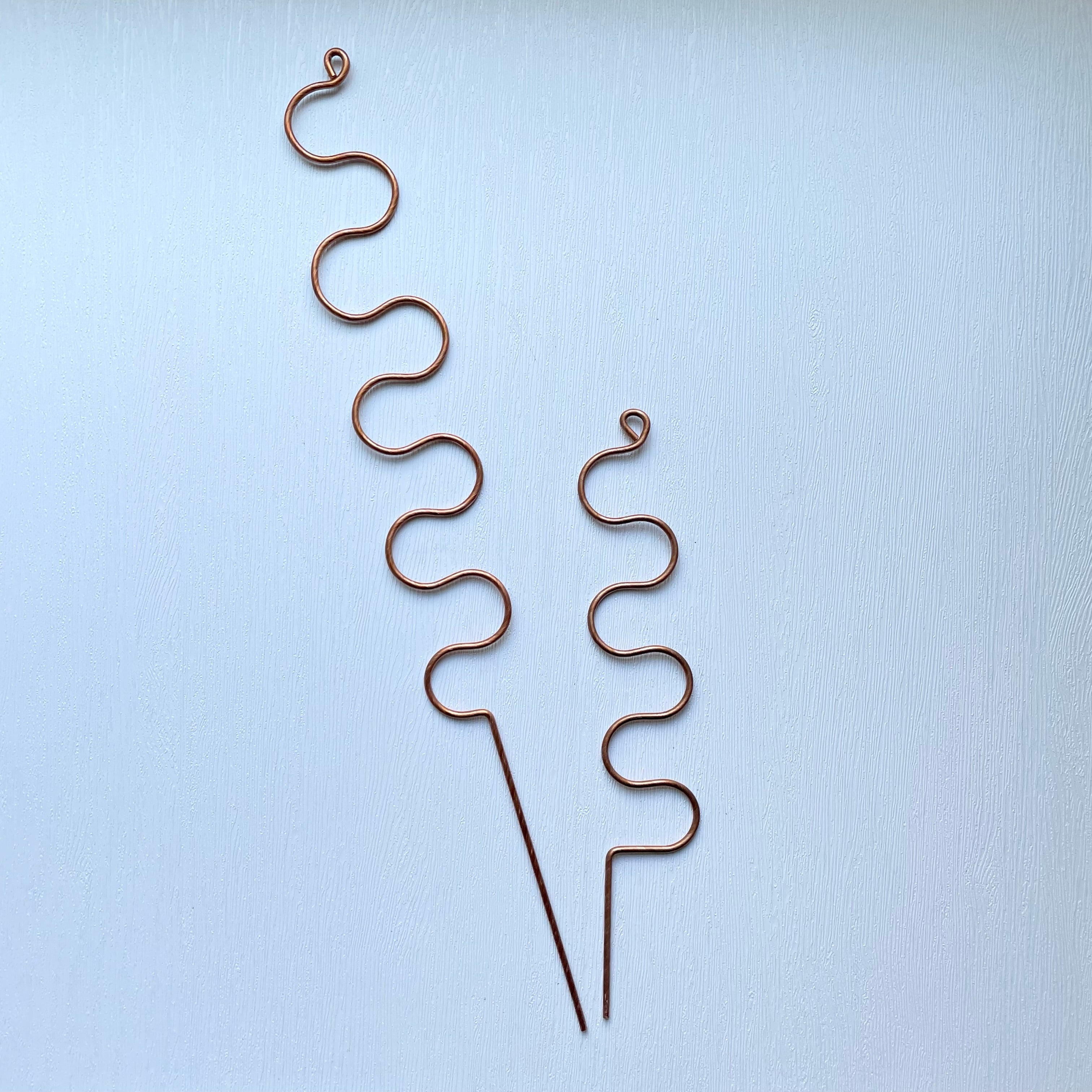 Copper Serpent Plant Stick, Decorative Plant Stake, 2 Lengths