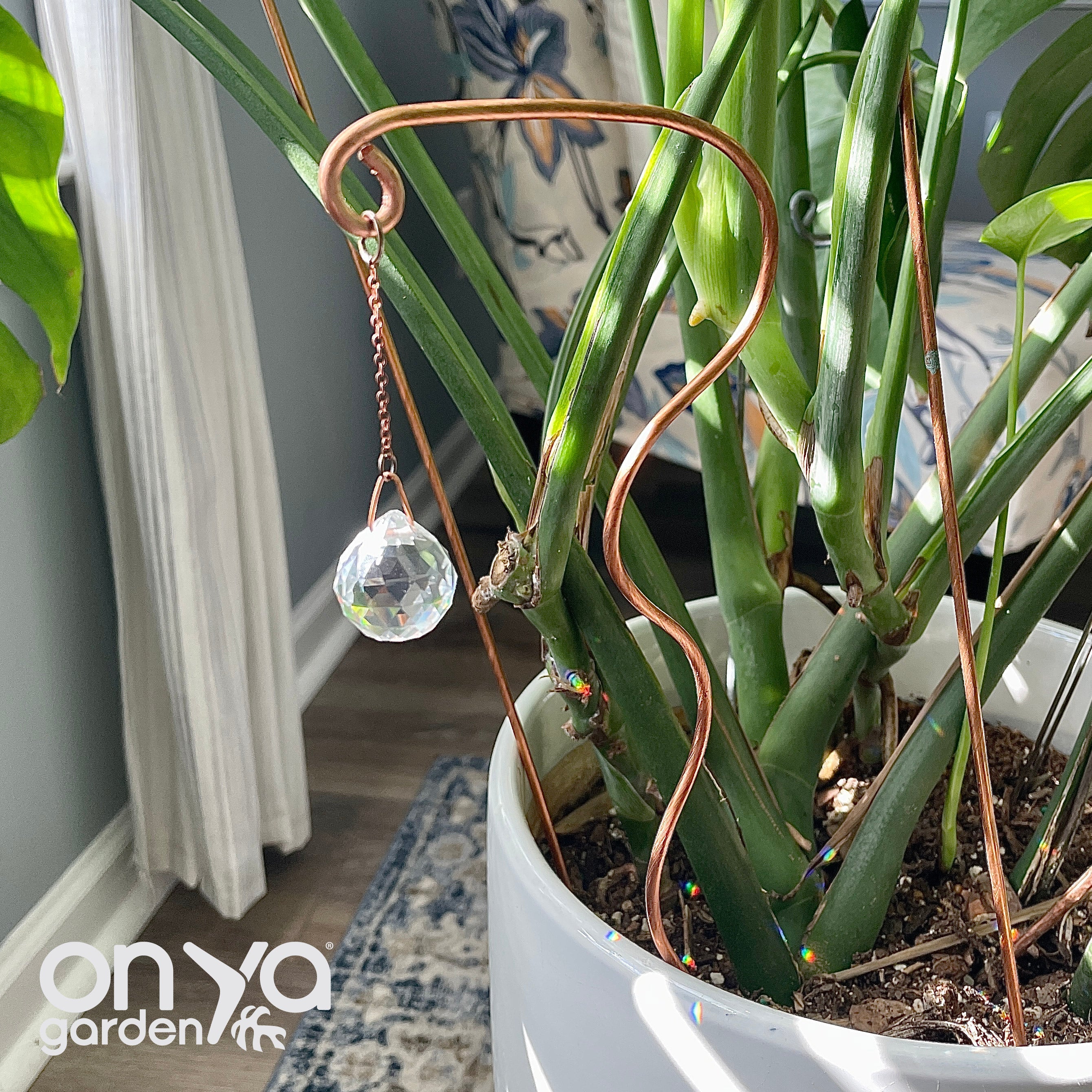 Copper Wander Suncatcher Plant Stick, Plant Suncatcher