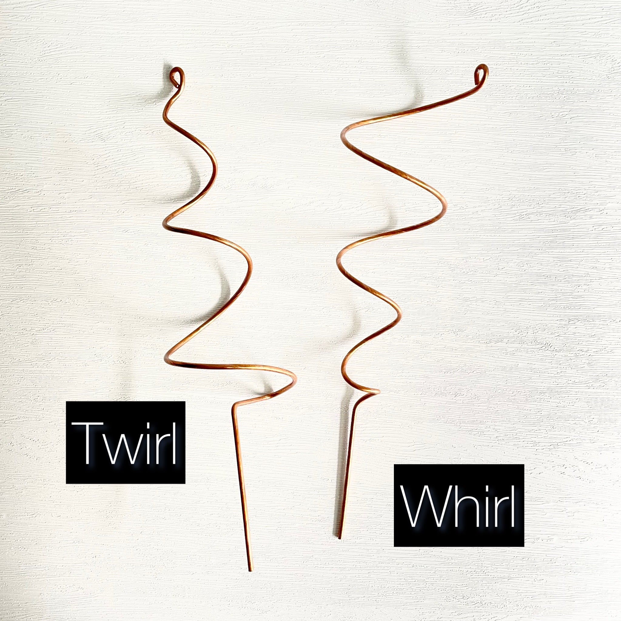 Copper Twirl and Whirl Plant Sticks, Decorative Plant Stakes
