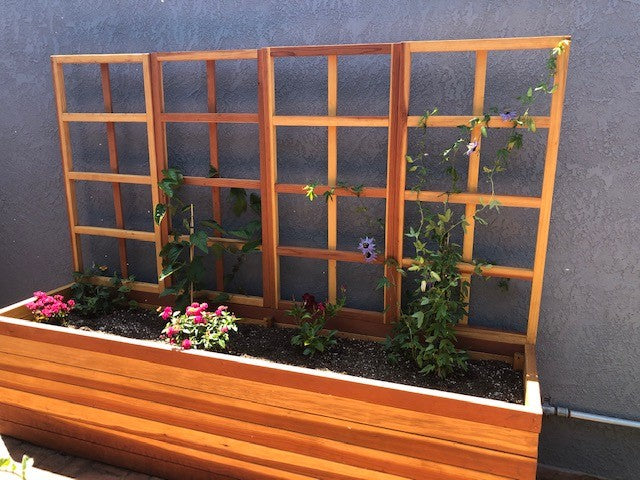 San Laura's Redwood Planter Box with Trellis - Thumbnail 3