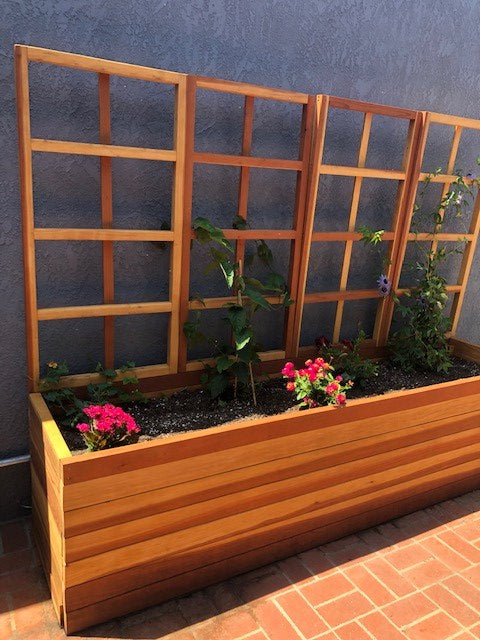 San Laura's Redwood Planter Box with Trellis - Thumbnail 2
