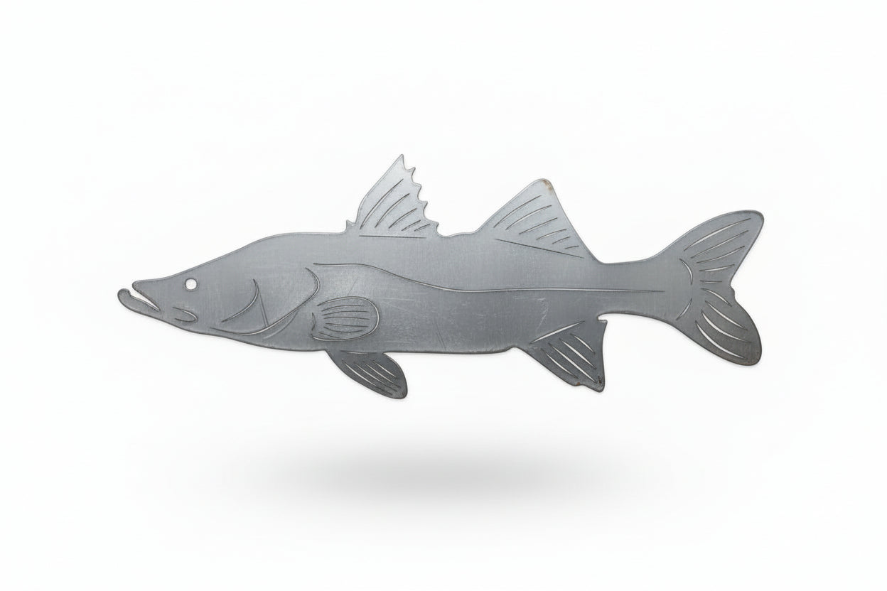 Raw Steel silhouette of a fish on a white background - Henderson Garden Supply