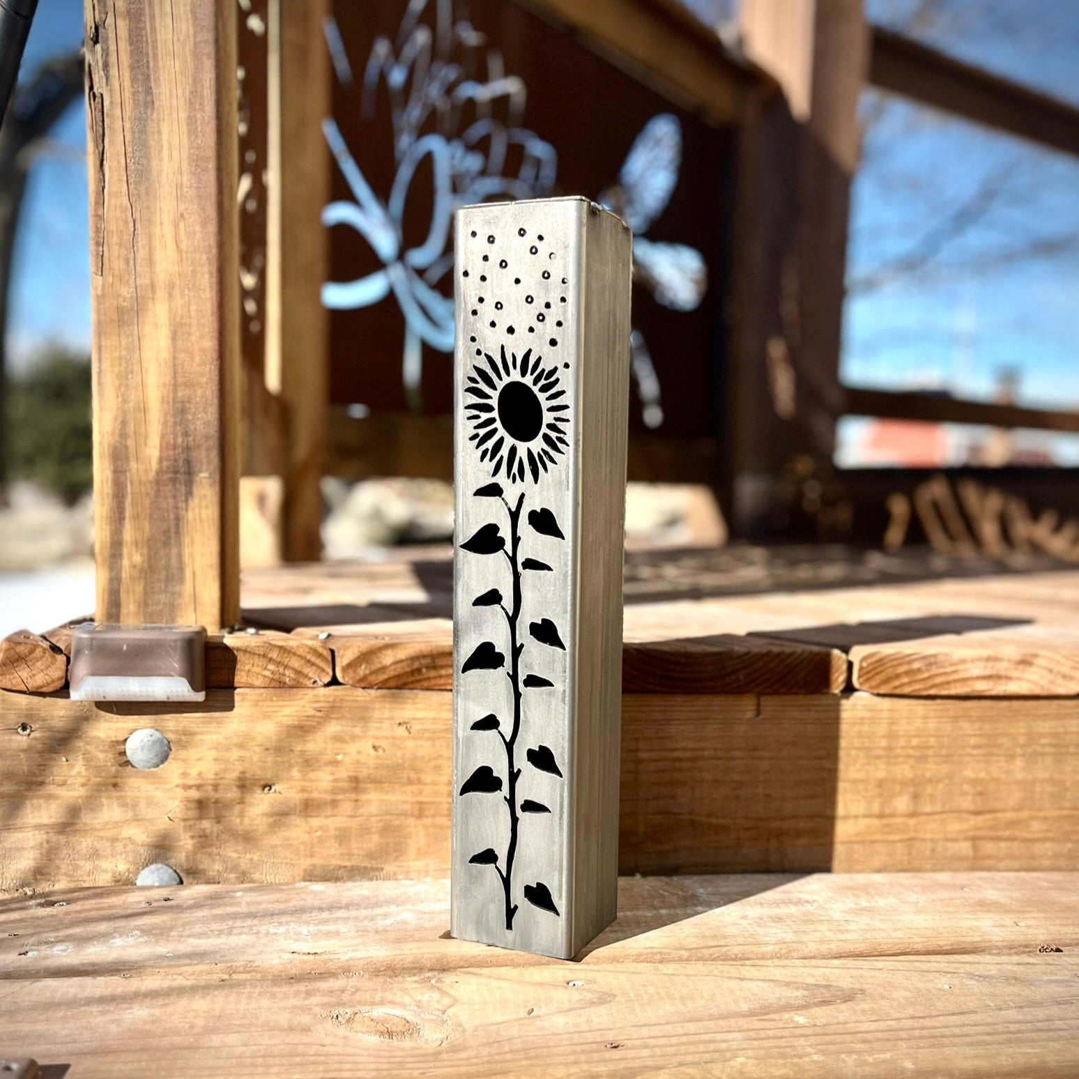 Sunflowers Under the Stars Luminary Pillar w/ Solar Cap