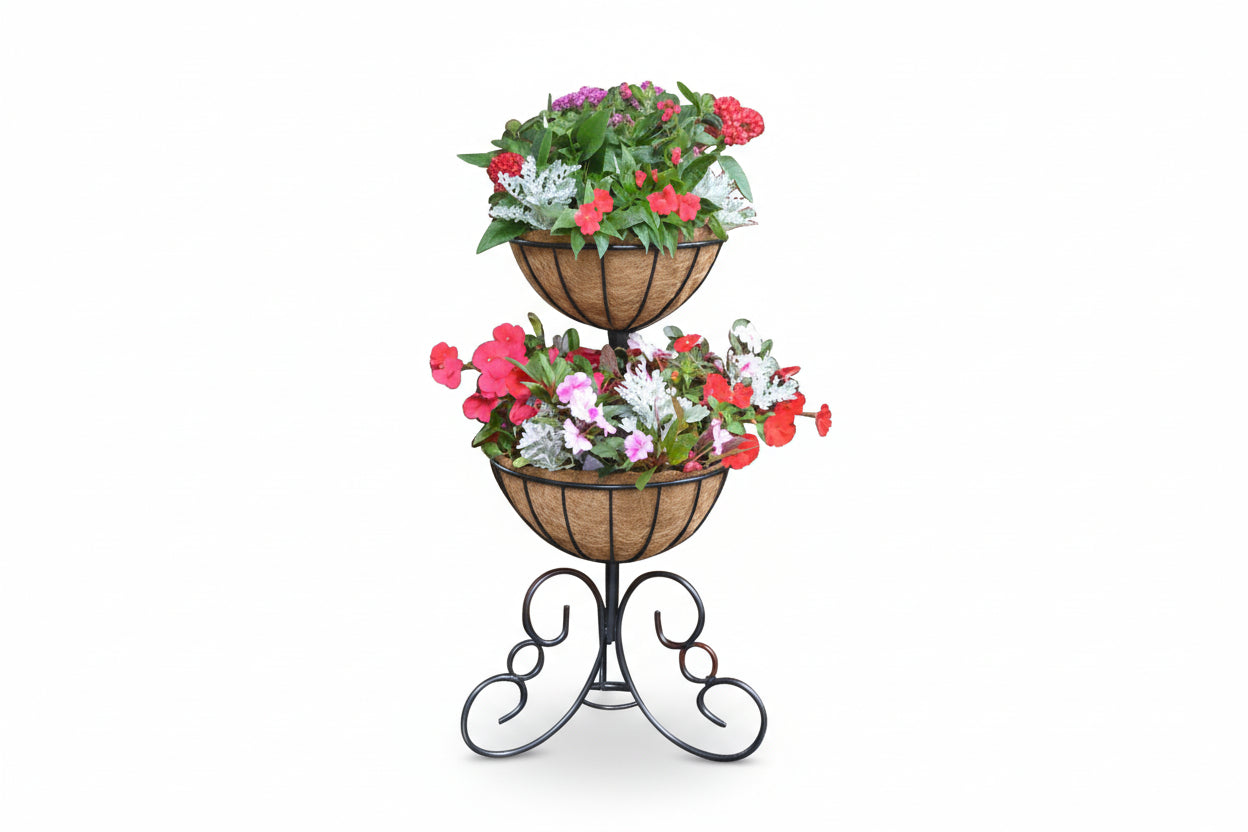 Two-Tier Planter and Liner Patio Basket Set - Henderson Garden Supply