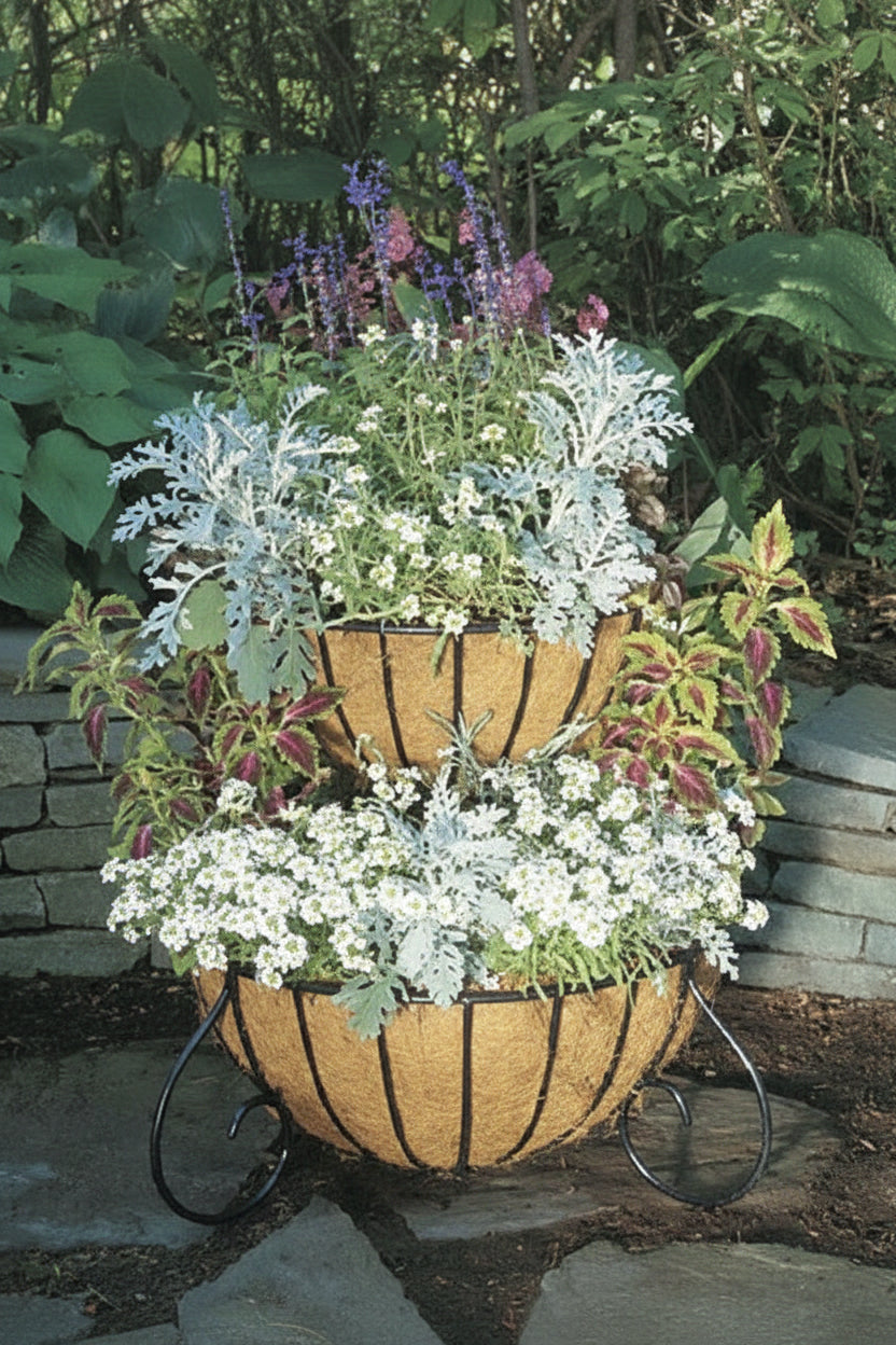Two Tiered Classic Free Standing patio Cascade Planter - Henderson Garden Supply