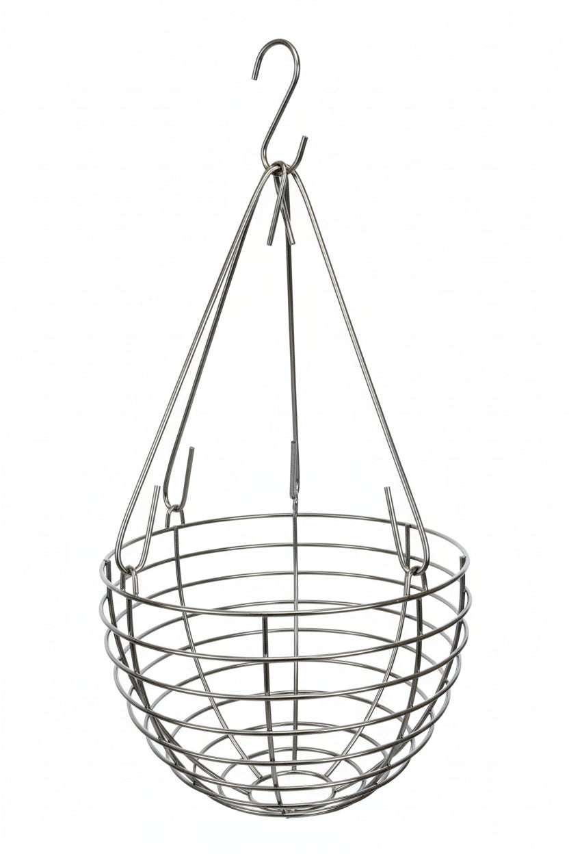 Stainless Steel Hanging Basket and Liner Set (3 Sizes Available) - Henderson Garden Supply