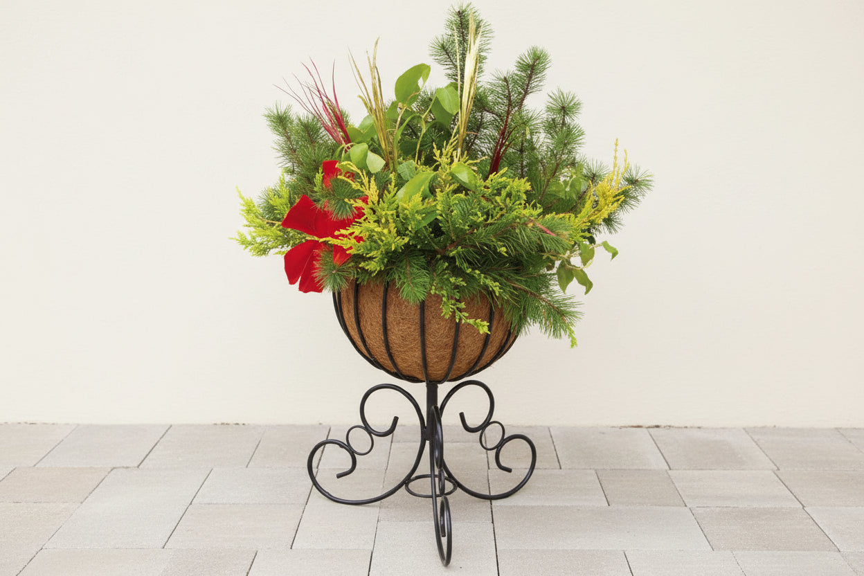 Classic Urn Free Standing Patio Planter and Coco Liner Set - Henderson Garden Supply