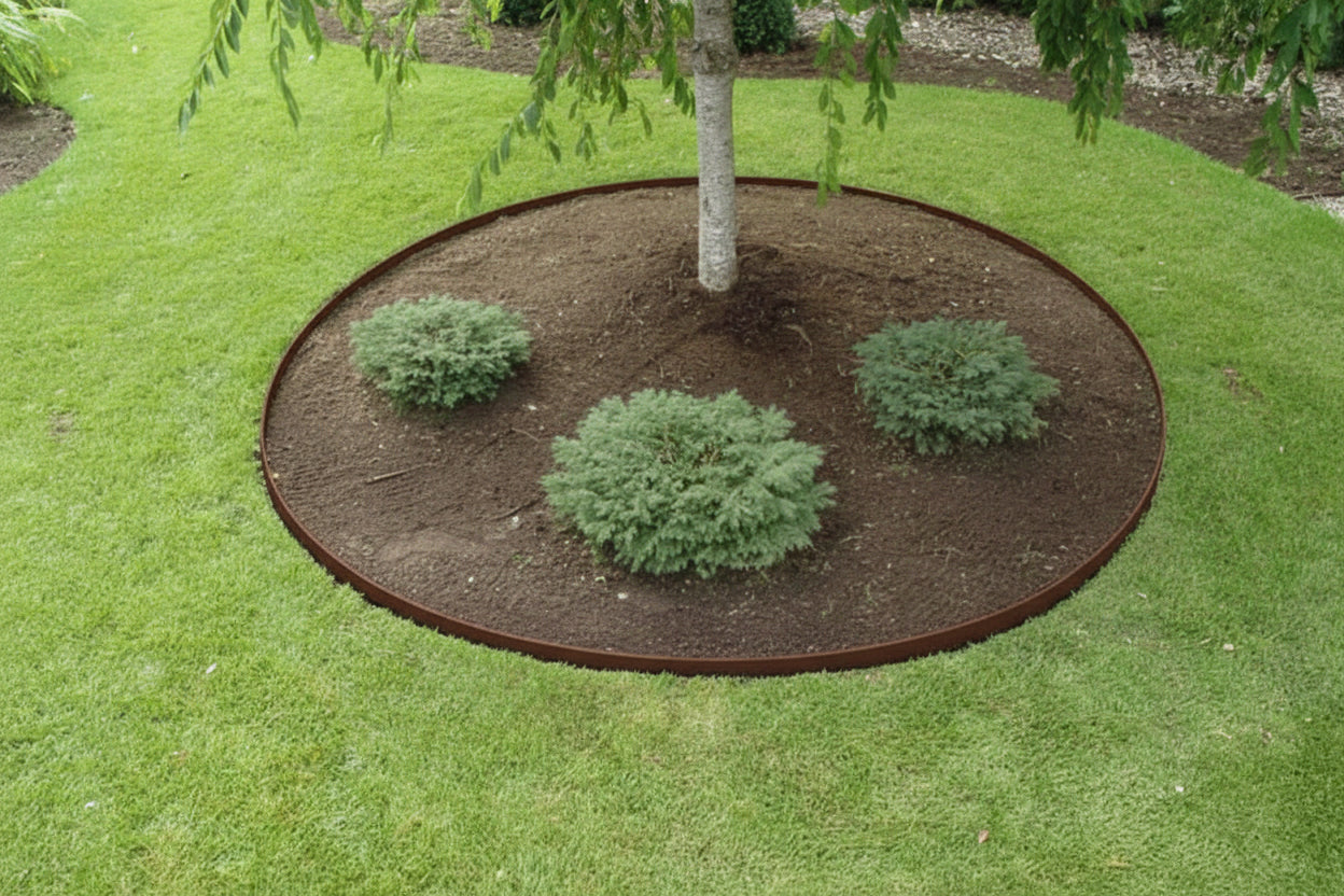 Core Edge Pre-Rolled Steel Garden / Tree Rings Shown in Brown Used as Tree Ring- Henderson Garden Supply