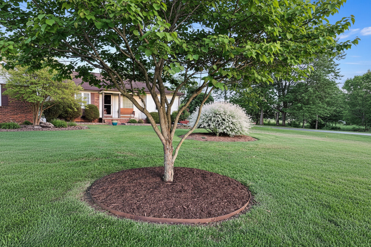 Core Edge CorTen Steel Flexible Edging shown as tree edging - Henderson Garden Supply
