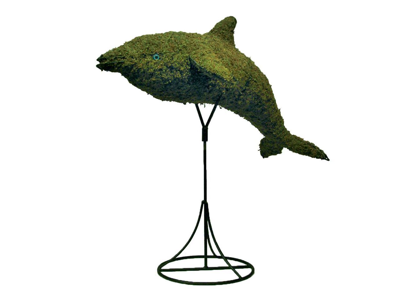 Dolphin topiary frame filled with green dyed sphagnum moss - Henderson Garden Supply