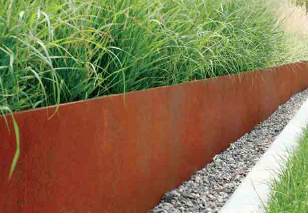 Core Edge Flexible Steel Lawn Edging show in CorTen edging as flower bed border - Henderson Garden Supply