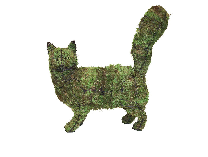 Cat walking steel topiary frame filled with green dyed sphagnum moss - Henderson Garden Supply
