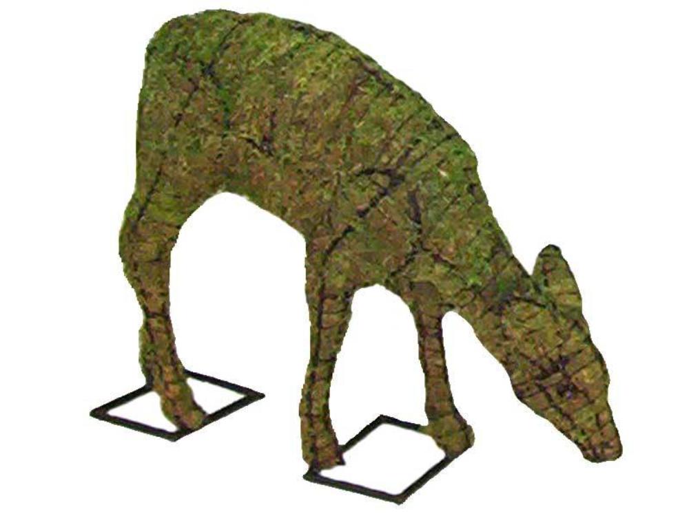 Doe grazing topiary frame filled with green dyed sphagnum moss - Henderson Garden Supply