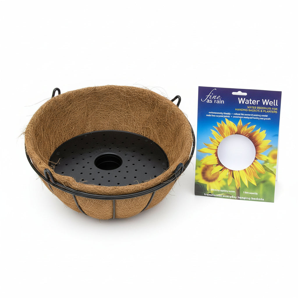 plant hanging basket that has water level indicator diy Flower Well Water Reservoir for Hanging Baskets