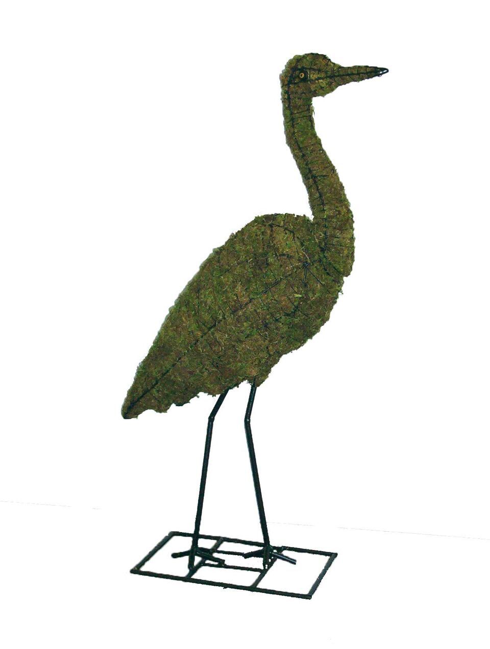 Heron Topiary Frame filled with green dyed sphagnum moss - Henderson Garden Supply