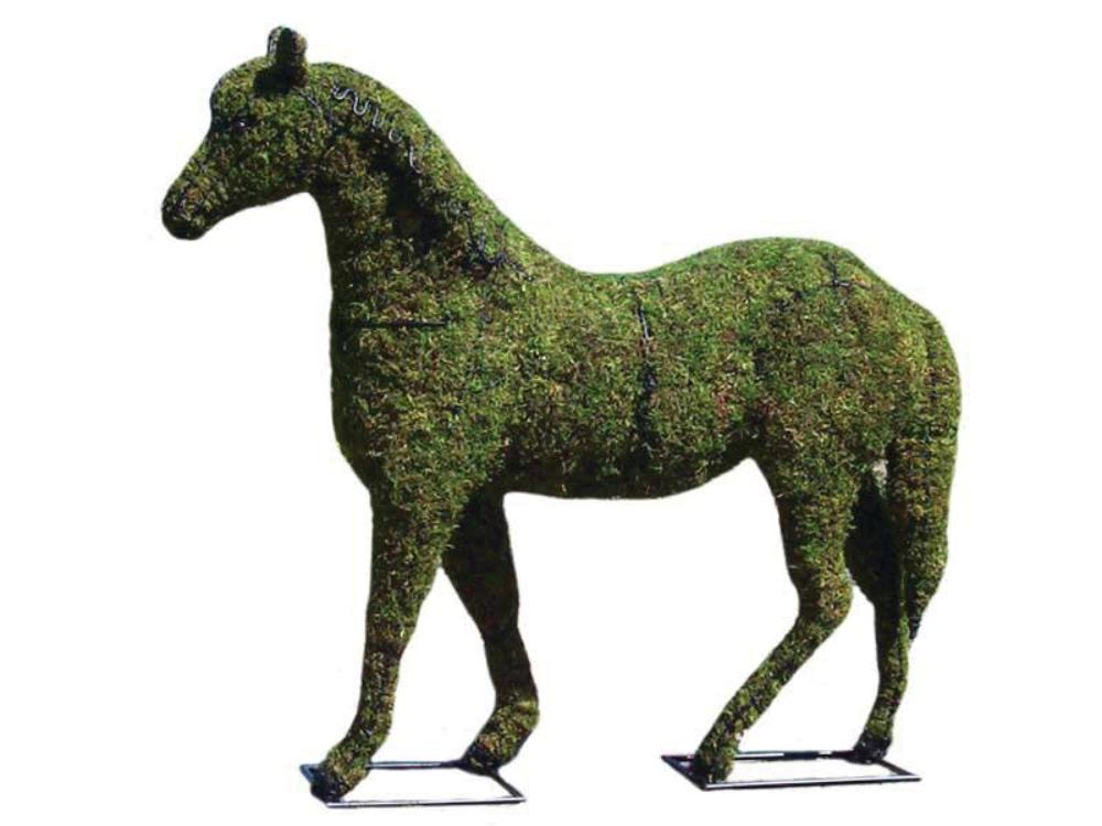 Horse topiary frame filled with green dyed sphagnum moss - Henderson Garden Supply