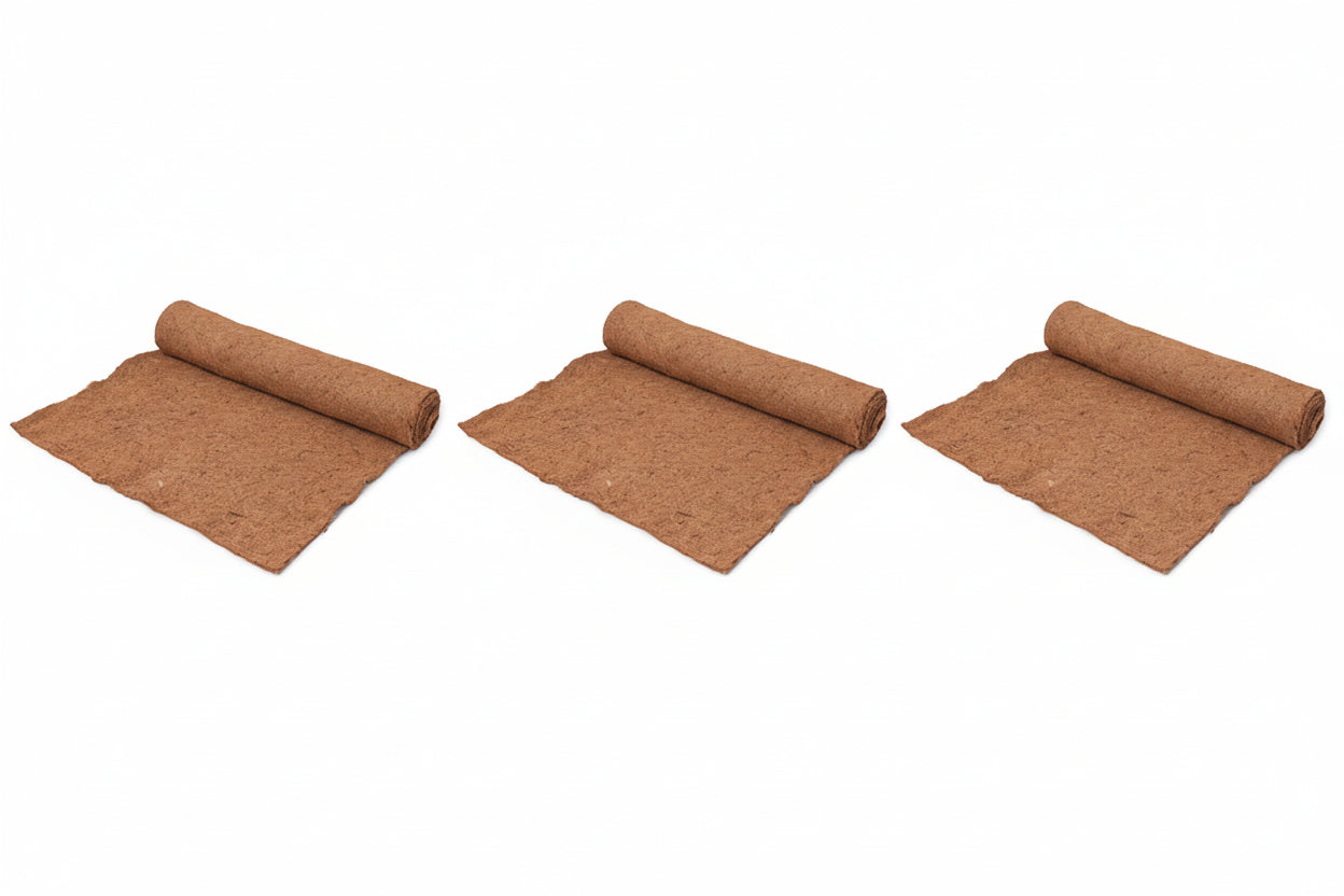 Set of 3 mini coco fiber rolls 24 inches wide by 10 feet long - Henderson Garden Supply