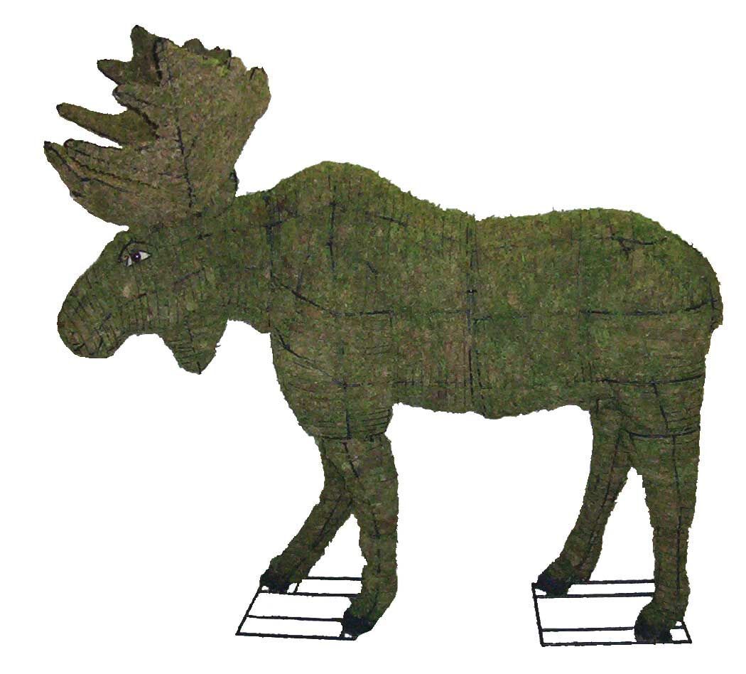 Moose steel topiary frame filled with green dyed sphagnum moss - Henderson Garden Supply