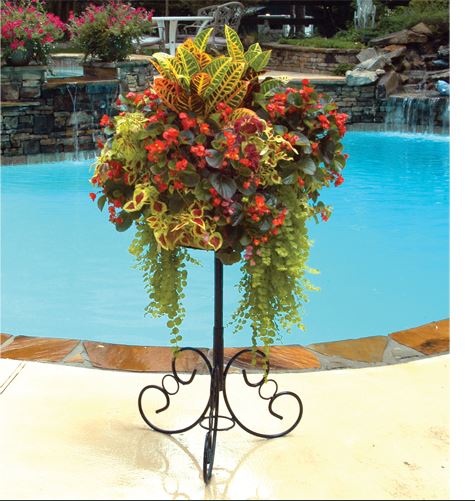 Pamela Crawford Side Planting Patio Stand and Basket- Henderson Garden
